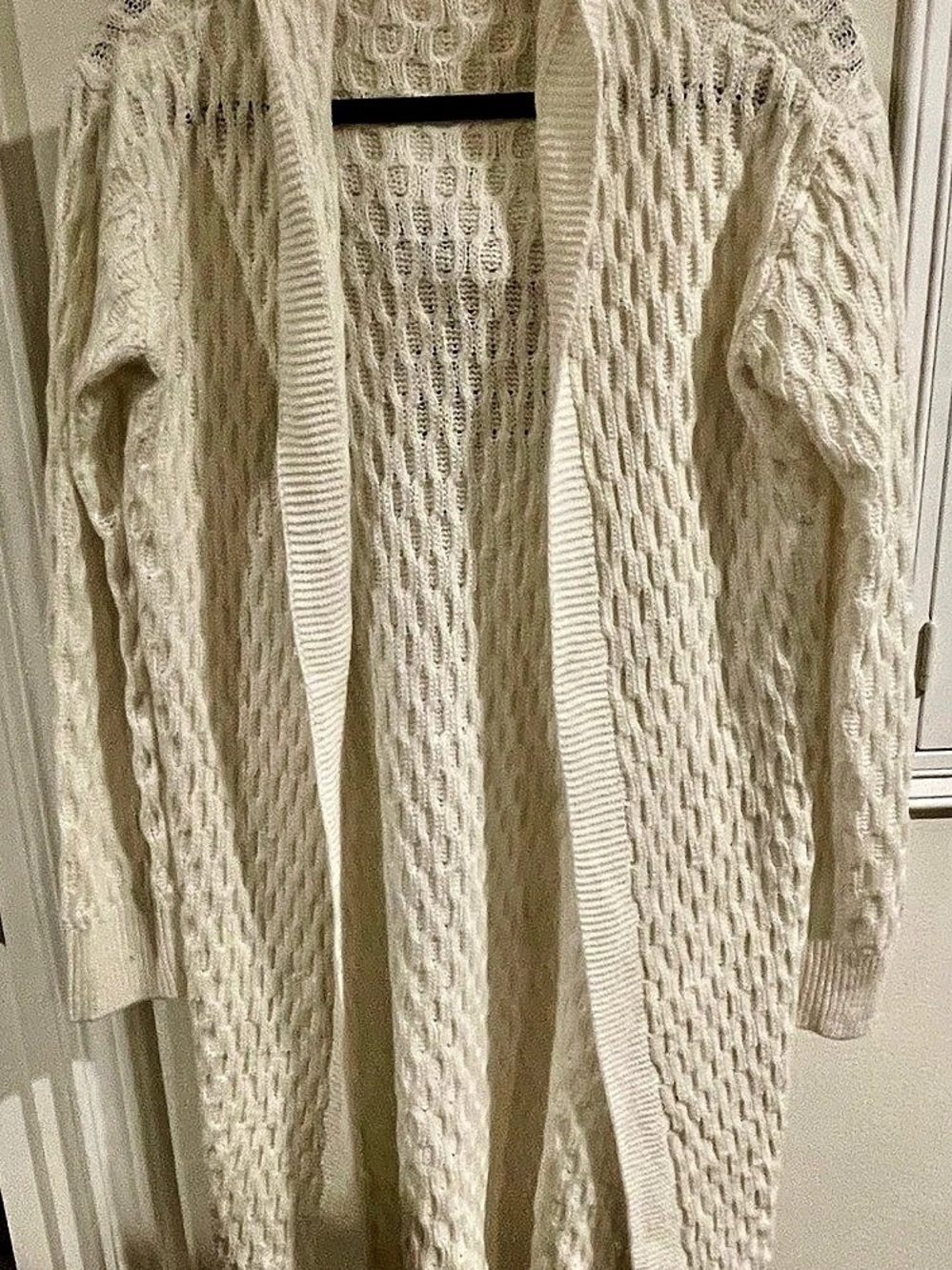 Open Front Knit Cardigan in White Size Small